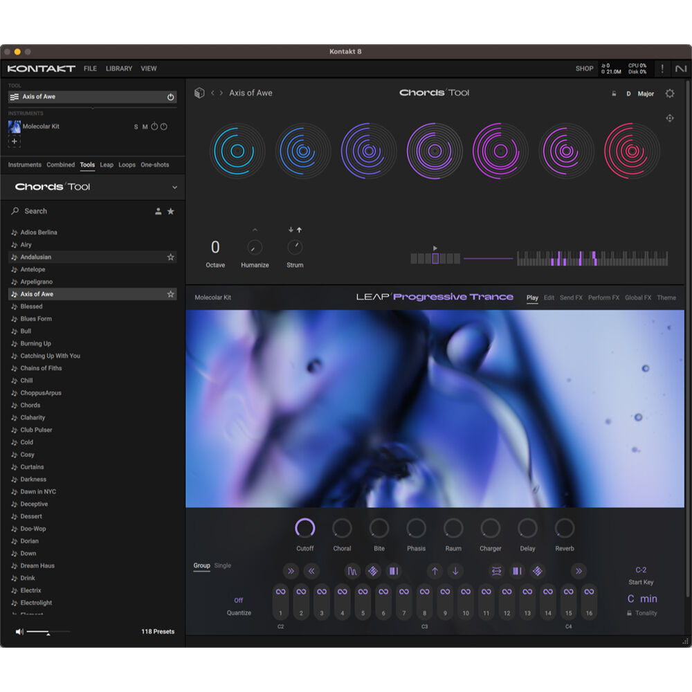 Native Instruments Kontakt 8 music production software interface, showing sample library and editing tools on screen