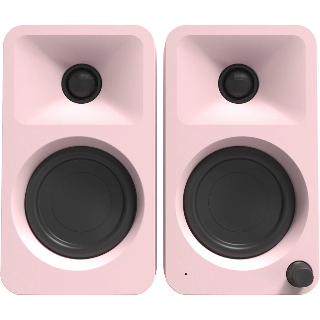 Kanto Audio Ora desktop speakers in black with sleek design and compact size, ideal for high-quality desktop audio setup.