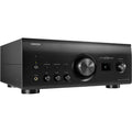 Denon PMA-3000NE stereo amplifier with black metal case and control knobs, showcasing its front panel and input options.