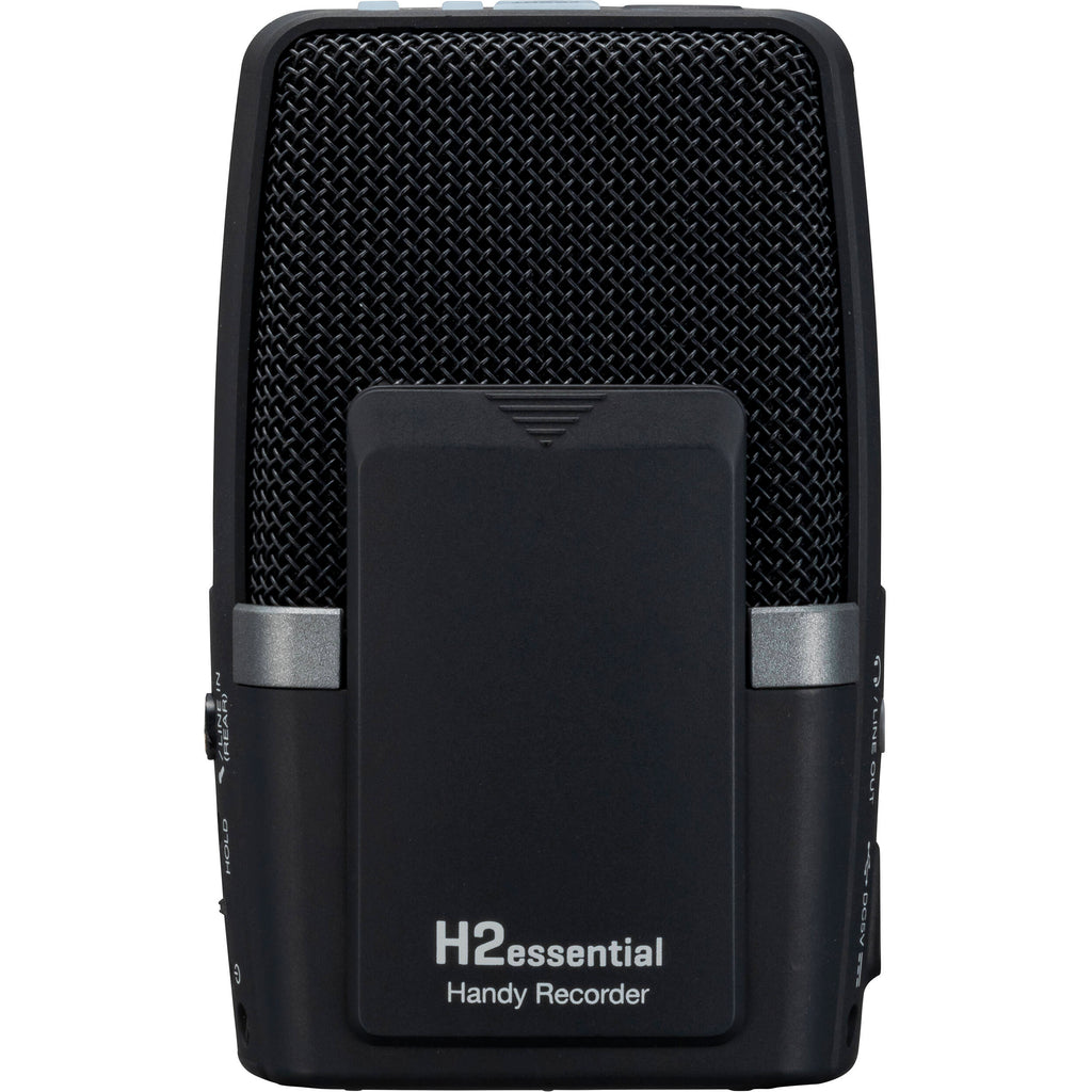 Zoom H2 Essential digital recorder with multiple microphones and control buttons, ideal for high-quality audio recording.