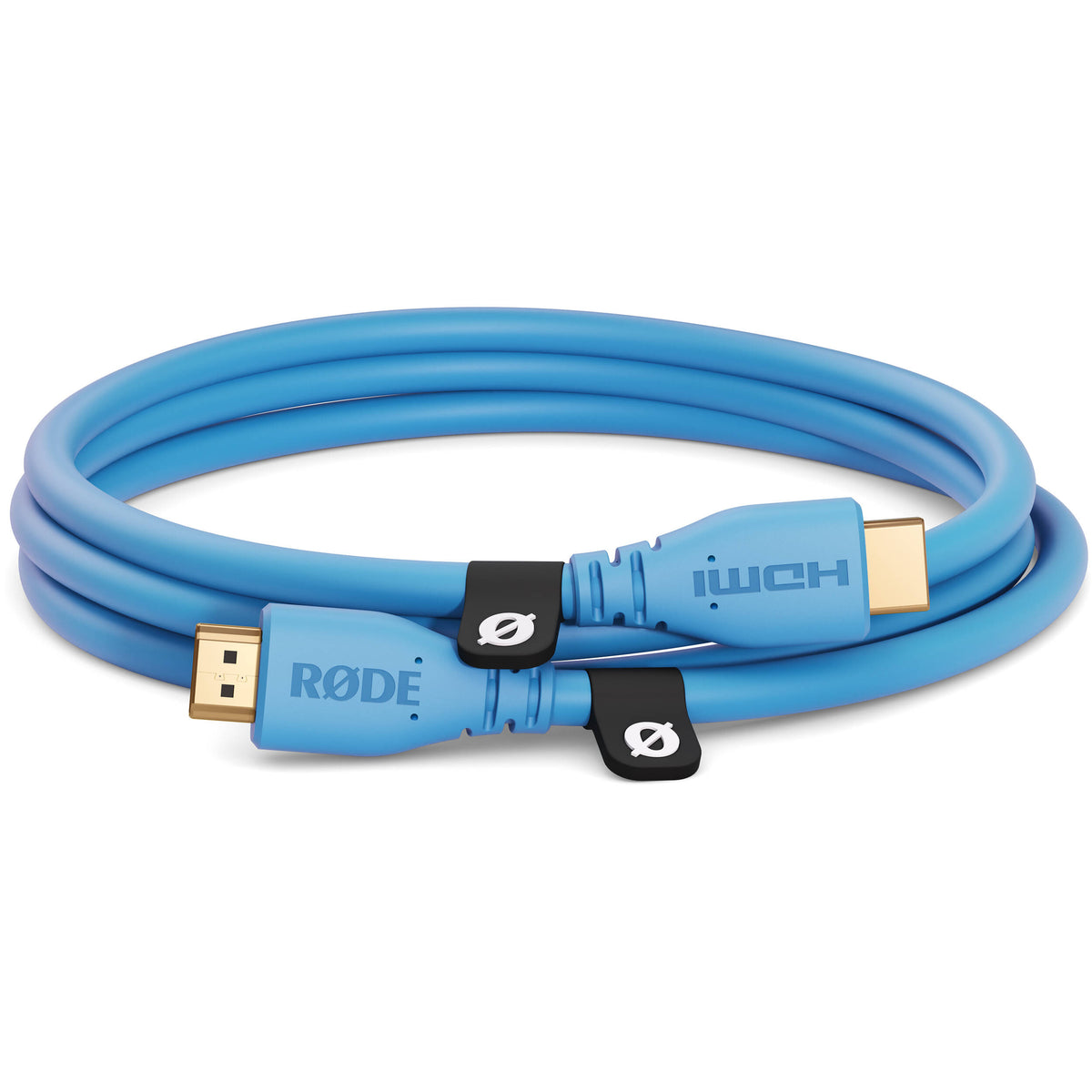 Rode HDMI cable with gold-plated connectors and black braided cable for high-quality audio and video transmission.