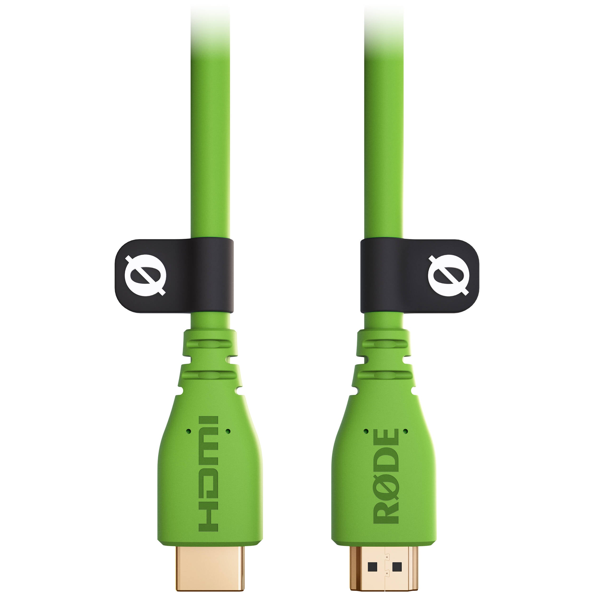 Rode HDMI cable with gold-plated connectors for high-quality audio and video transmission, shown with flexible cable and connectors.