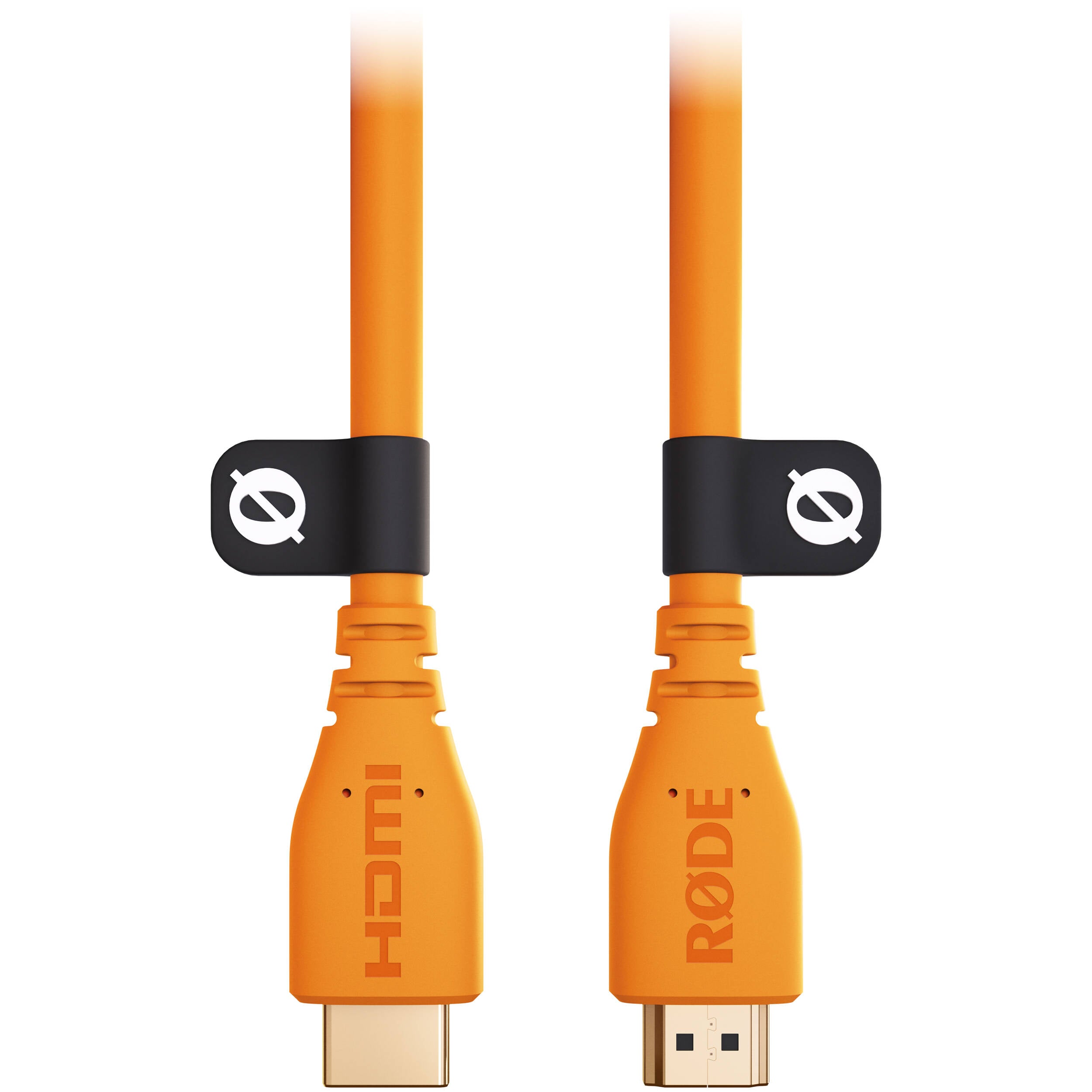 Rode HDMI cable with gold-plated connectors and flexible black cable for high-quality audio and video transmission.
