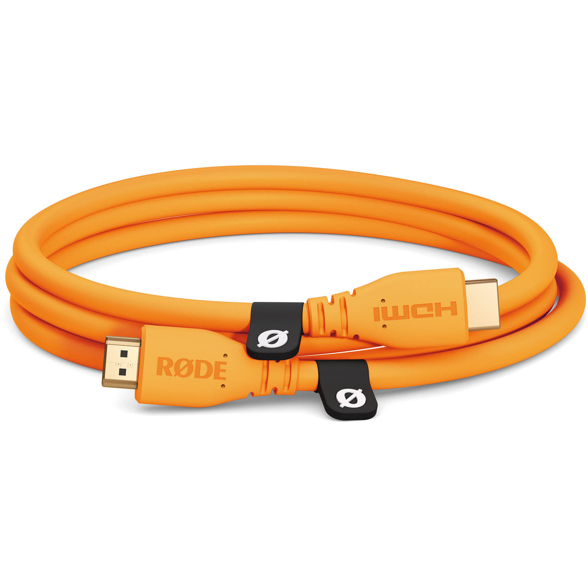 Rode HDMI cable with gold-plated connectors and flexible black cable for high-quality video and audio transmission.