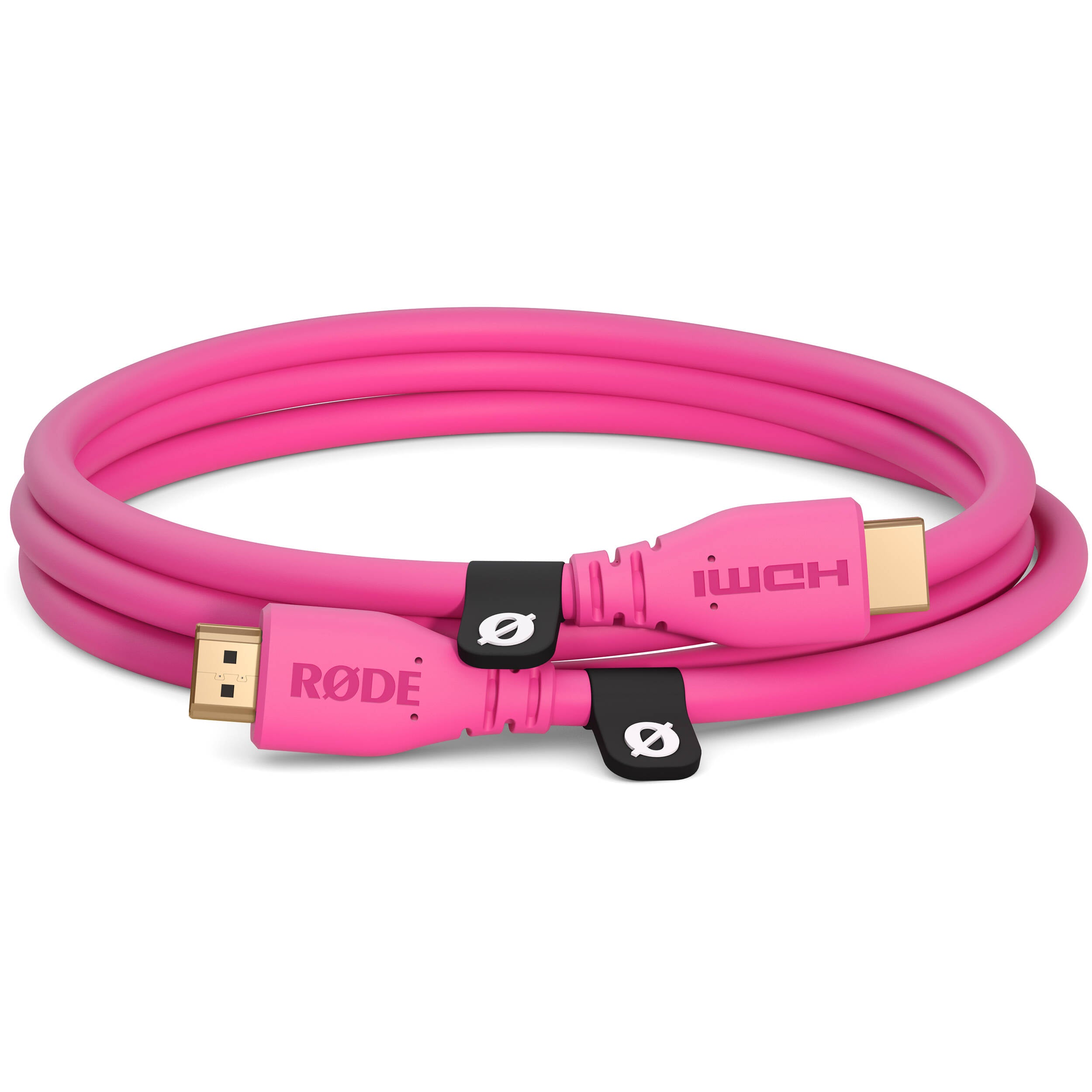 Rode HDMI cable with gold-plated connectors and flexible black cable for high-quality audio and video connection.