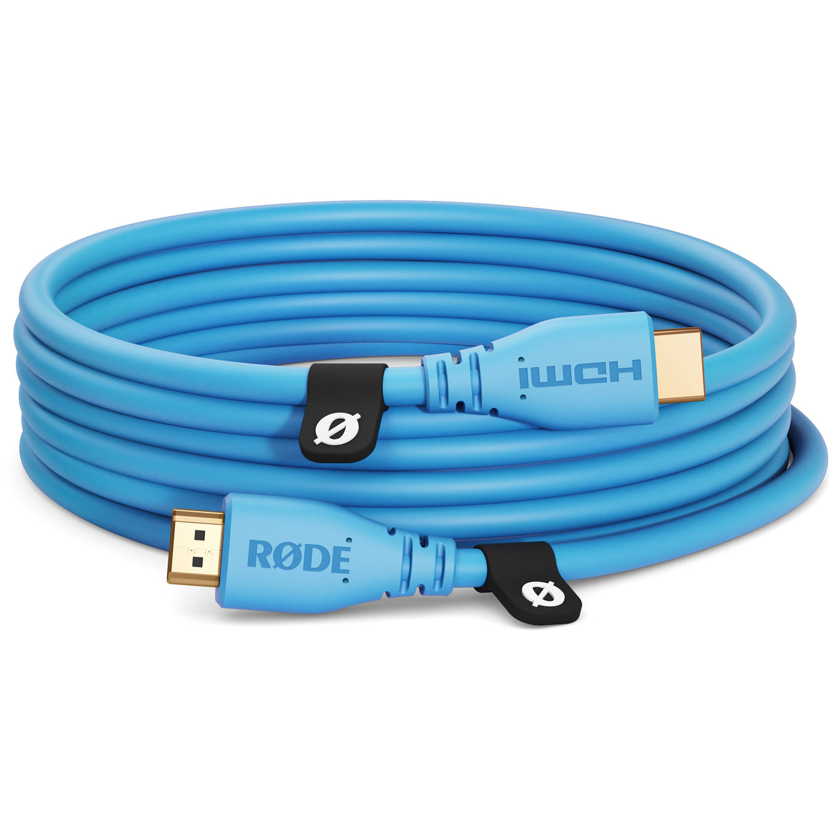 Rode HDMI cable with gold-plated connectors and black flexible cable for high-quality audio and video transmission.