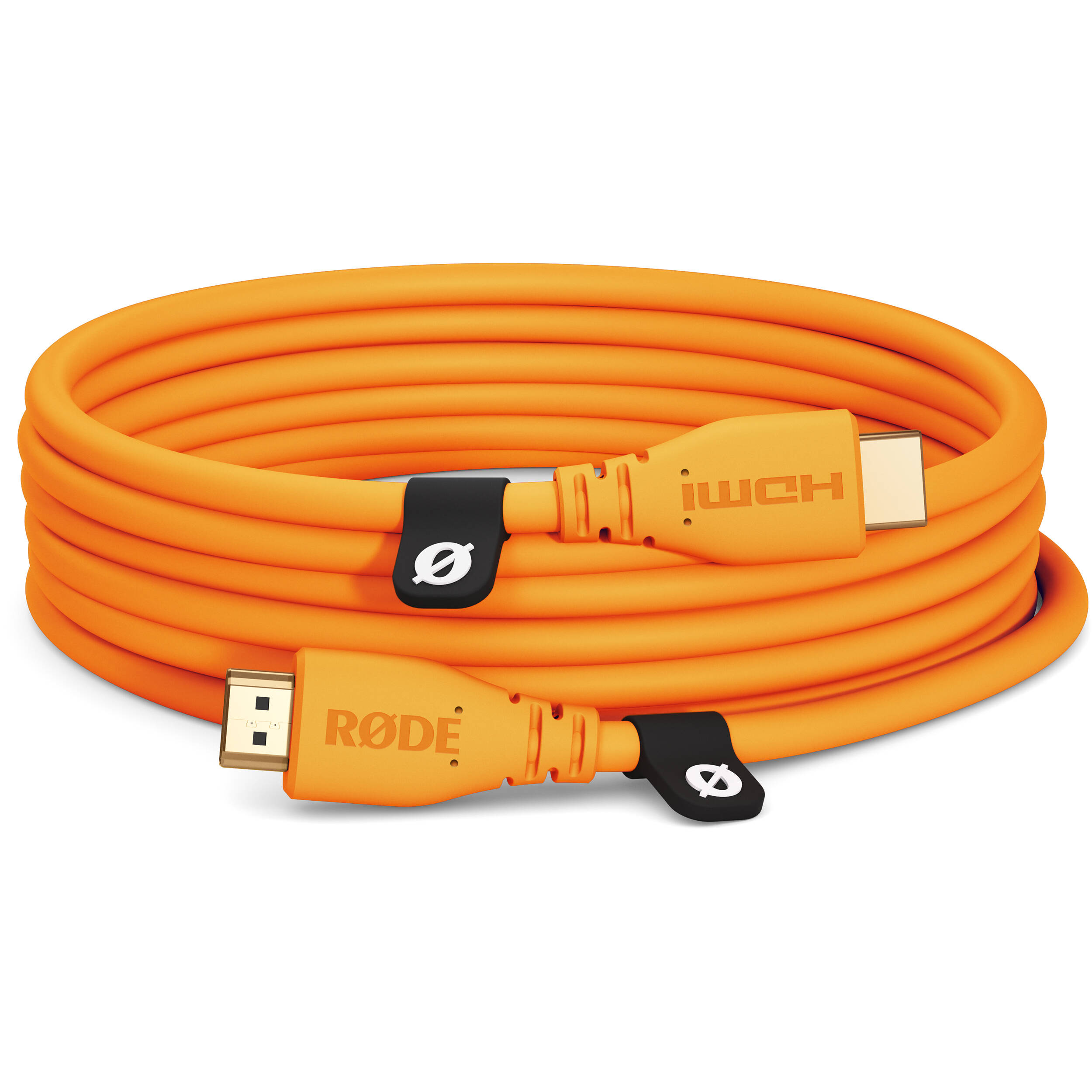 Rode HDMI cable with gold-plated connectors and durable black cable for high-quality video and audio transmission.
