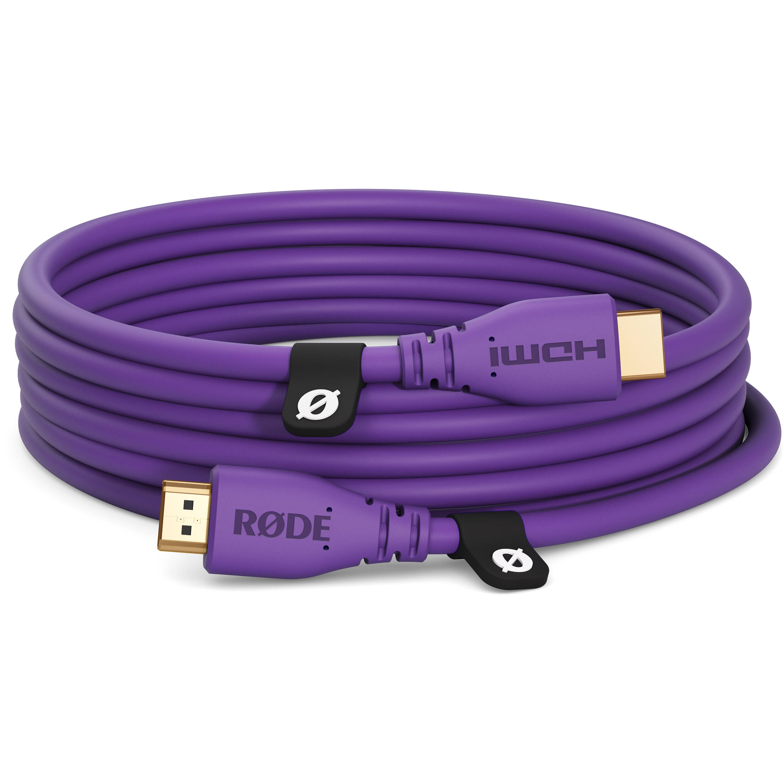 Rode HDMI cable with gold-plated connectors for high-quality audio and video transmission, shown with cable and connectors.