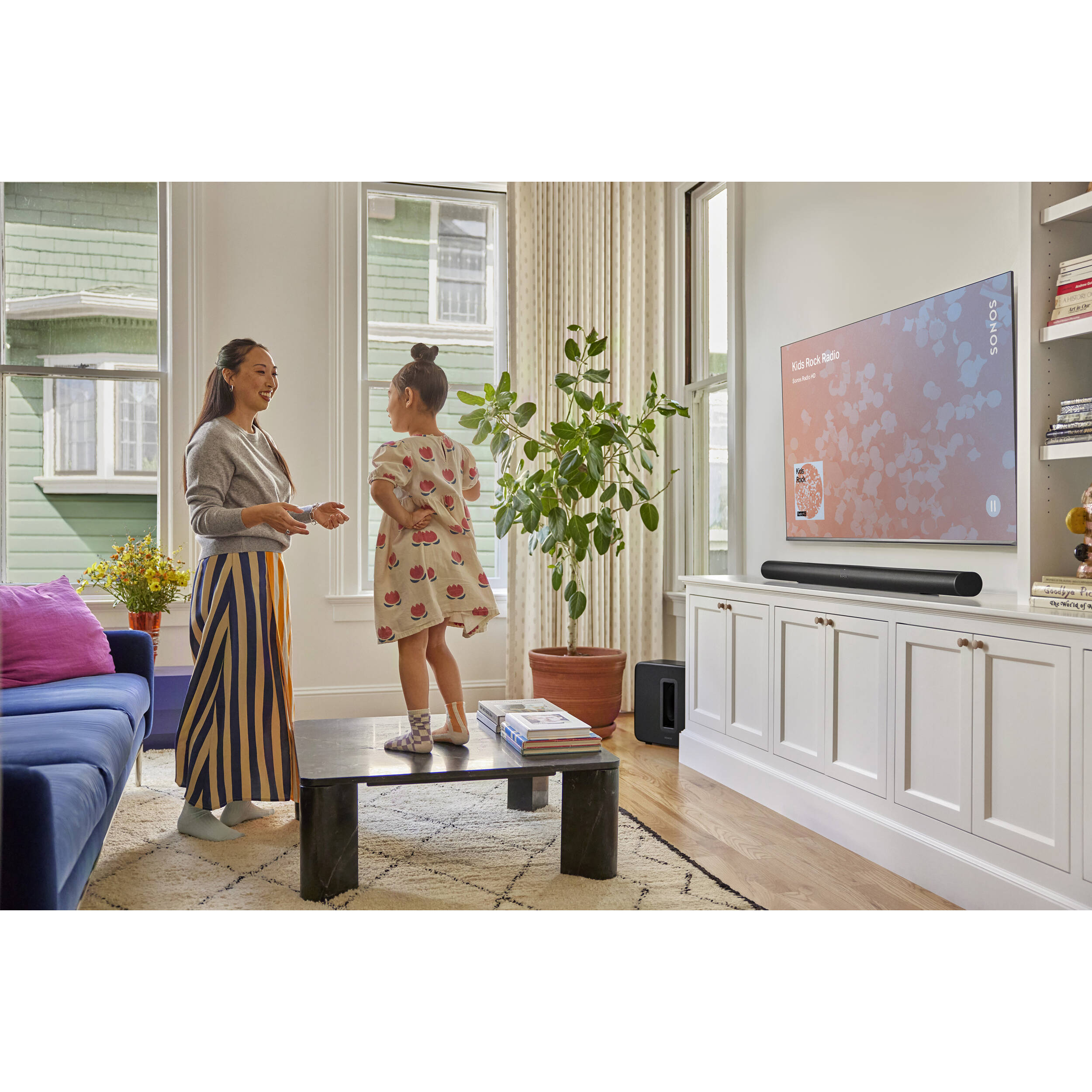 Sonos Arc Ultra soundbar for TV, sleek black design with multiple speaker components and modern aesthetic.