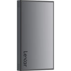 Lexar Workflow Portable SSD external drive with sleek black design, USB connection, and compact storage capacity.