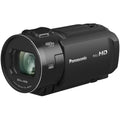 Panasonic HC-V900 camcorder with flip-out screen and 4K recording capabilities, shown from the front angle.