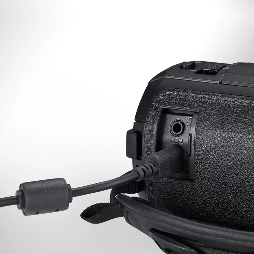 Panasonic HC-V900 camcorder with 4K recording, black body, and ergonomic design for high-quality video capture.