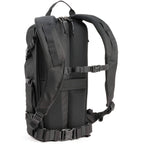 Think Tank DarkLight video equipment bag with padded compartments and adjustable straps for professional camera gear storage.