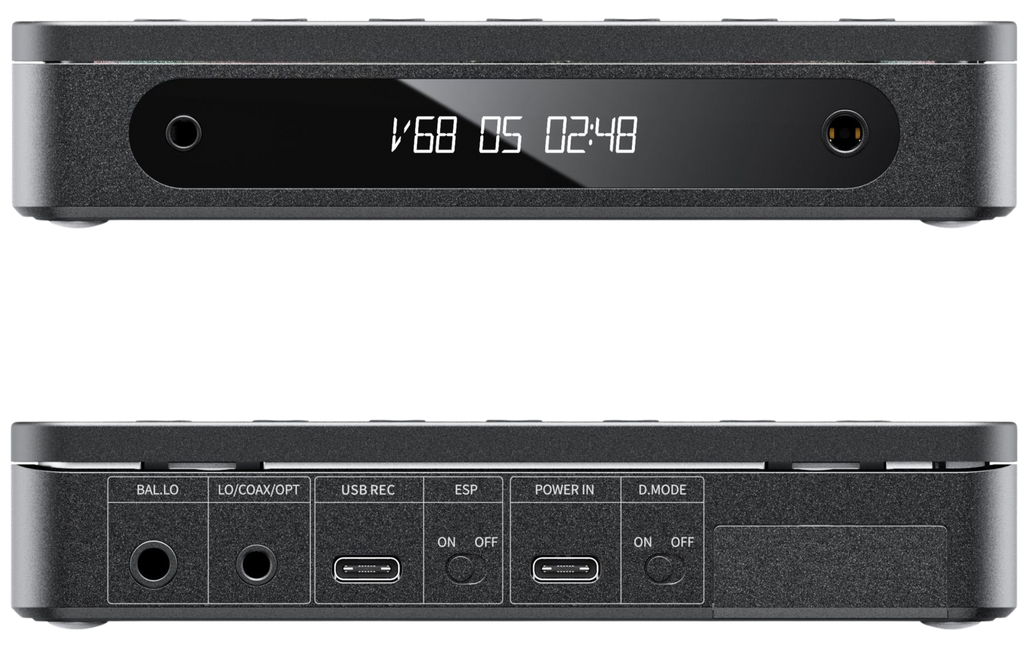 FiiO DM13 BT portable music player with sleek black design, touchscreen display, and control buttons on the front panel.