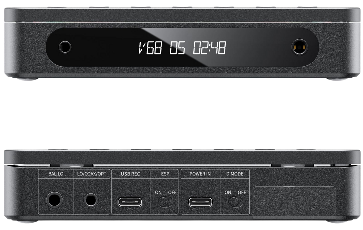 FiiO DM13 BT portable music player with sleek black design, touchscreen display, and control buttons on the front panel.
