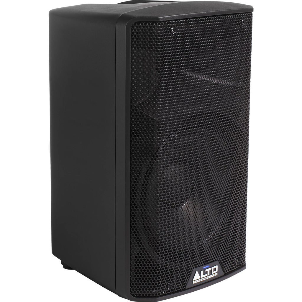 Alto Professional TX410 PA speaker system with dual 10-inch woofers and built-in handles, designed for live sound reinforcement.