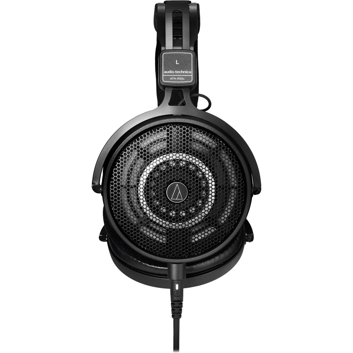 Audio Technica ATH-R50x studio headphones with large ear cups and adjustable headband, designed for professional audio monitoring.