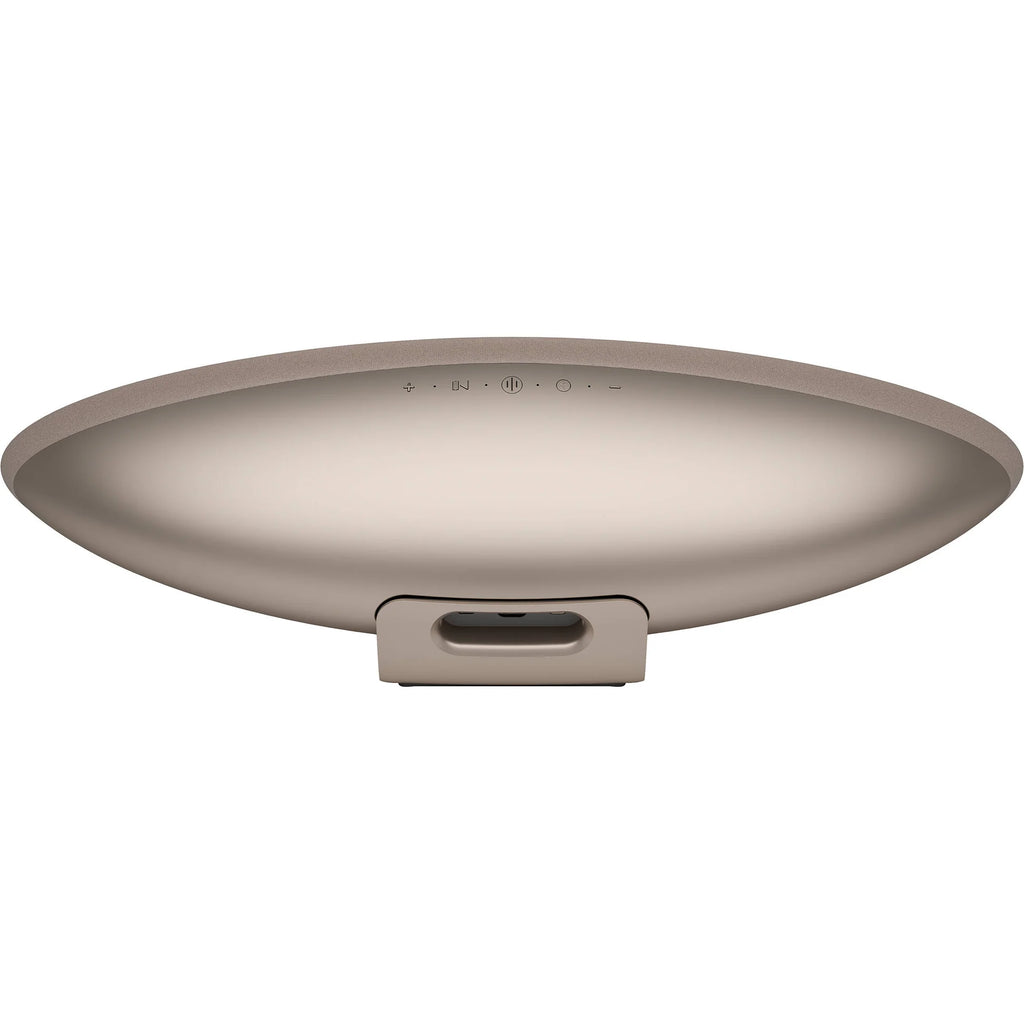 Bowers & Wilkins Zeppelin Pro Edition wireless speaker in sleek black with a modern cylindrical design and control buttons on top.
