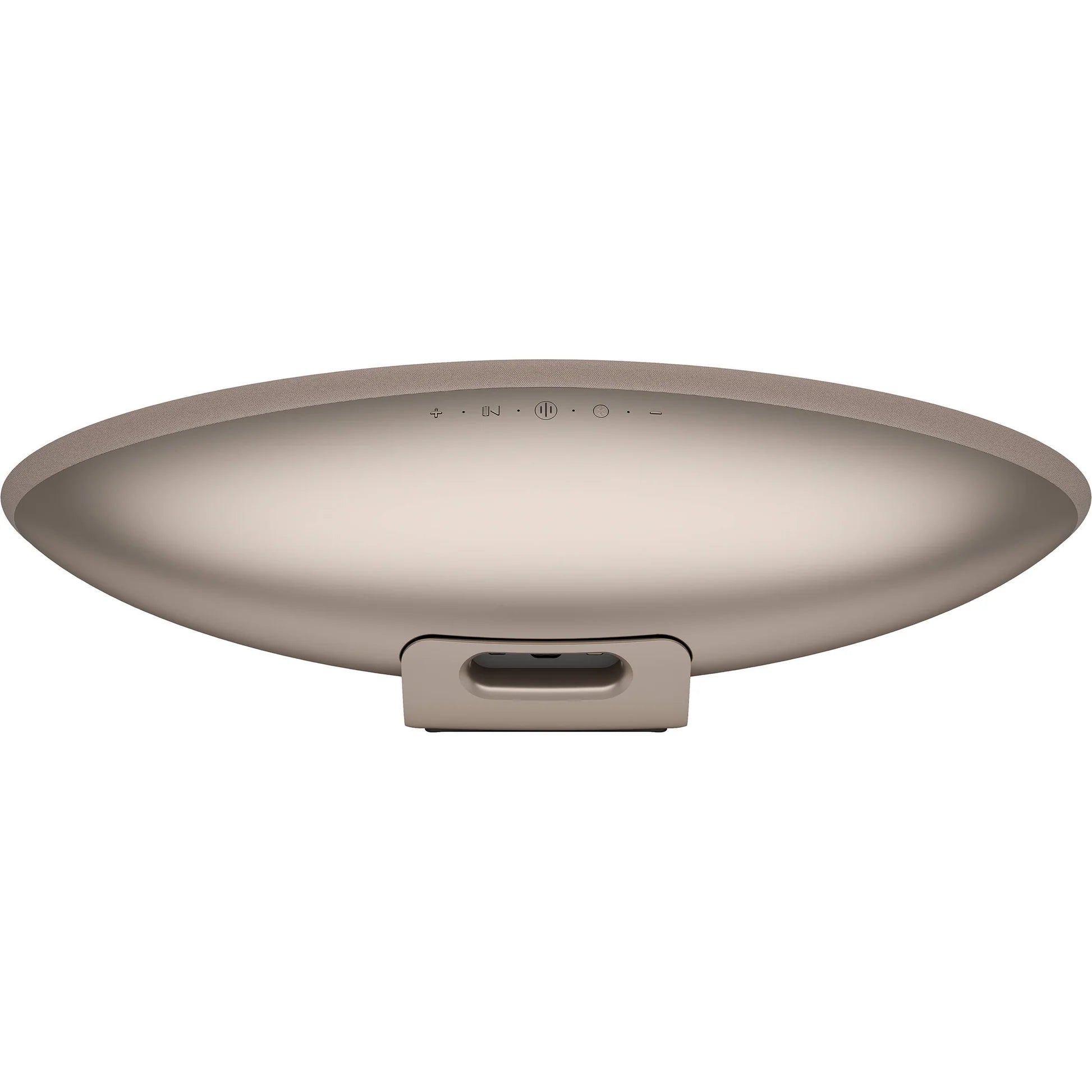 Bowers & Wilkins Zeppelin Pro Edition wireless speaker in sleek black with a modern cylindrical design and control buttons on top.