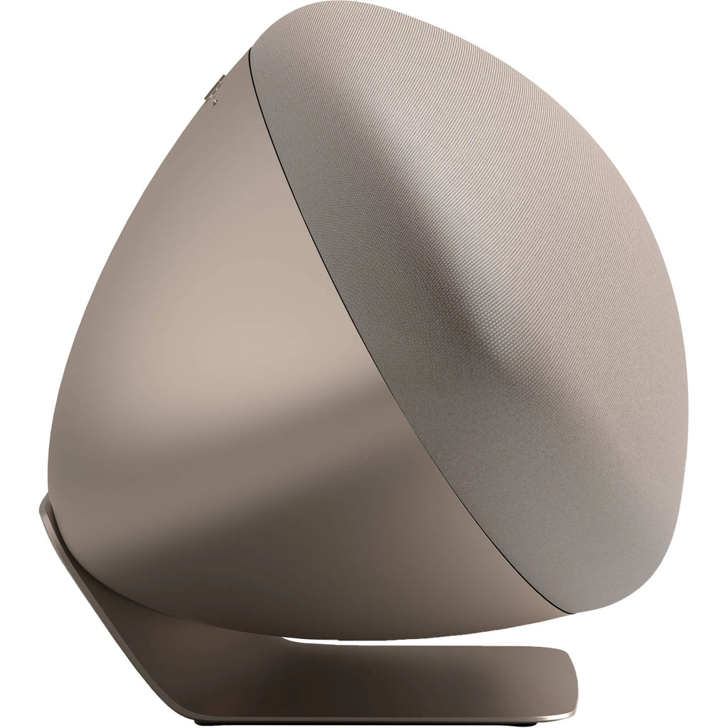 Bowers & Wilkins Zeppelin Pro Edition wireless speaker with sleek black design and rounded shape on a wooden surface.