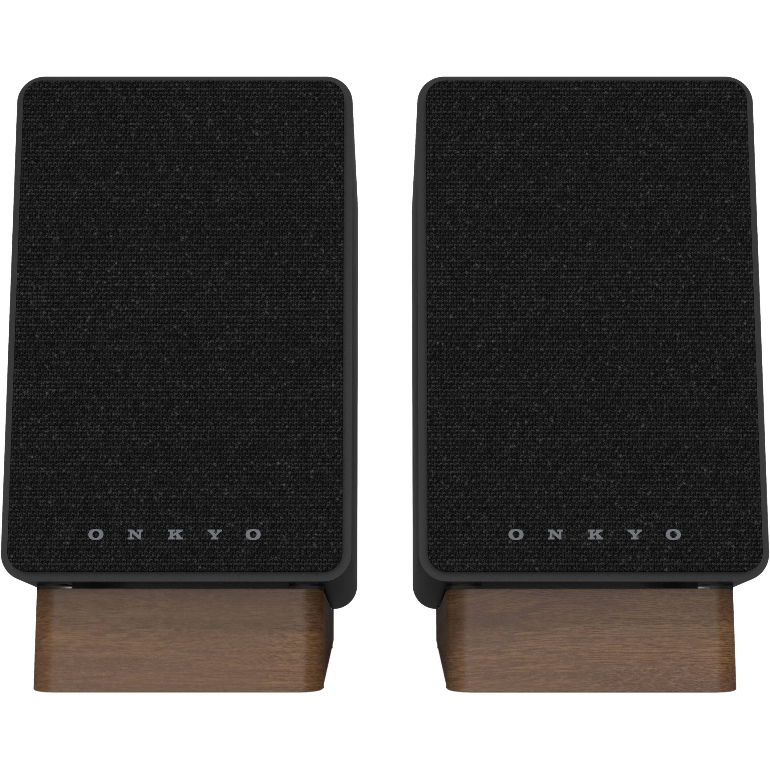 Onkyo GX-30ARC desktop speakers with sleek black design and compact size, suitable for computer or home audio setup.