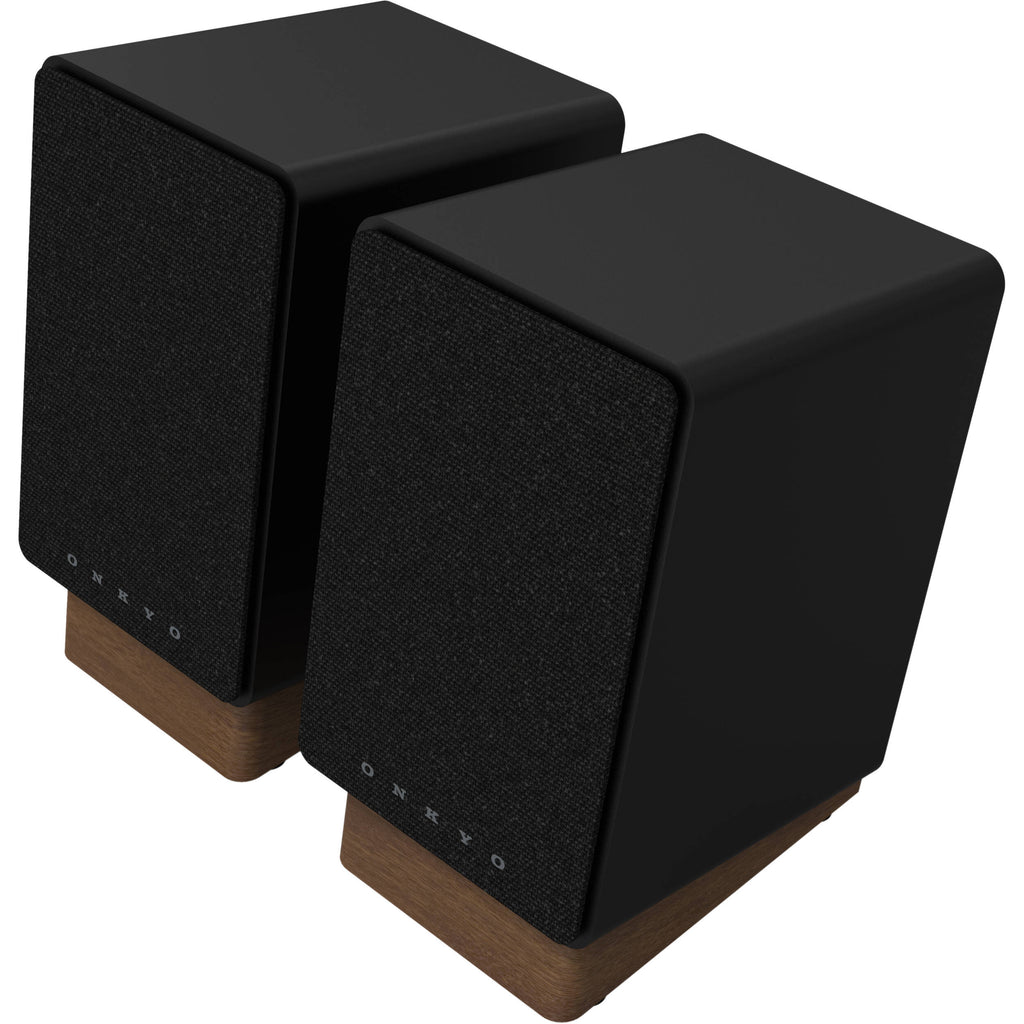 Onkyo GX-30ARC desktop speakers with sleek black design and audio controls, ideal for high-quality computer sound systems.