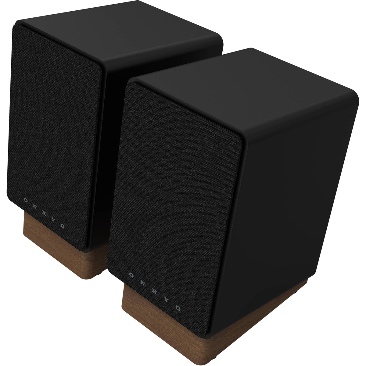 Onkyo GX-30ARC desktop speakers with sleek black design and audio controls, ideal for high-quality computer sound systems.