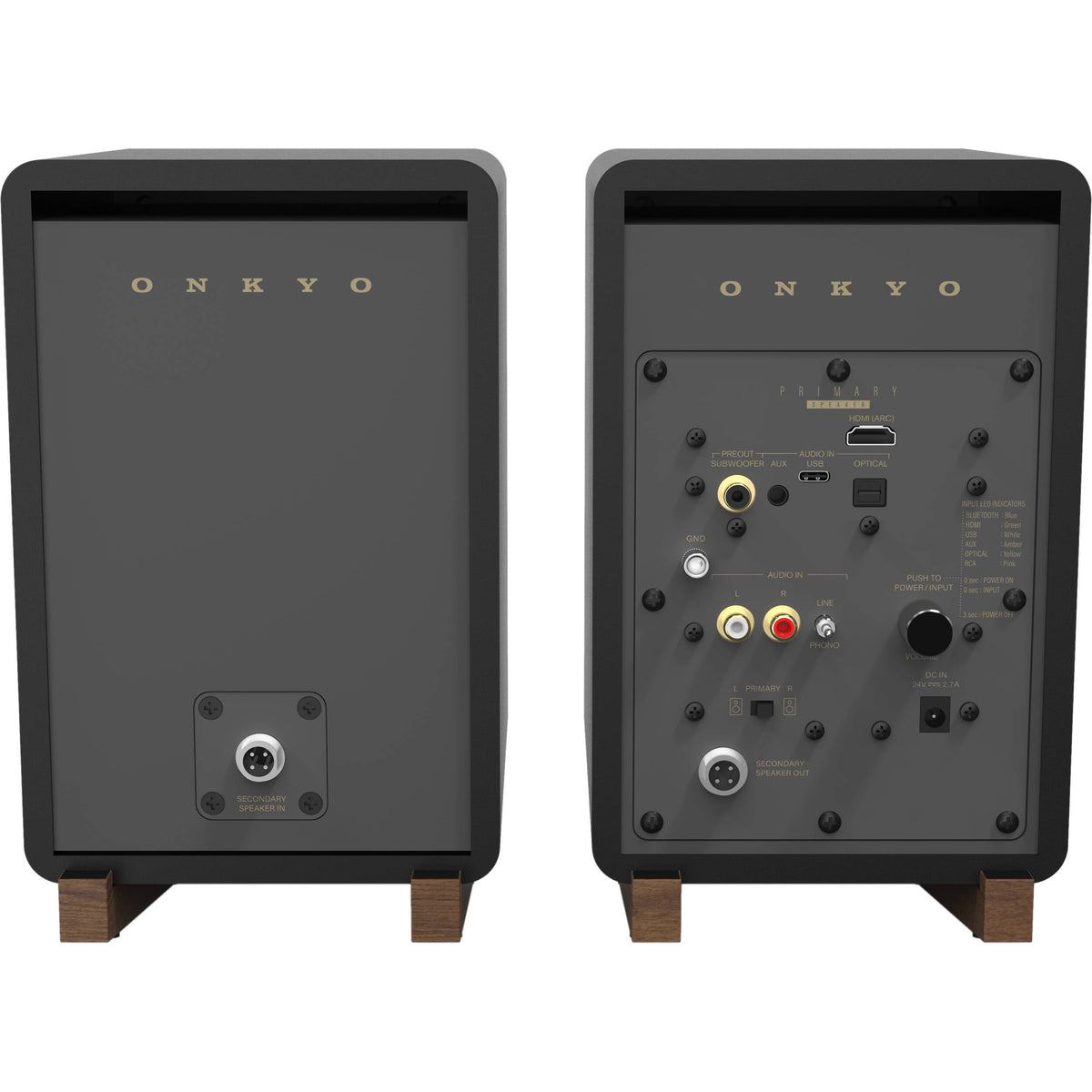 Onkyo GX-30ARC desktop speakers with sleek black design and compact size for high-quality audio output.