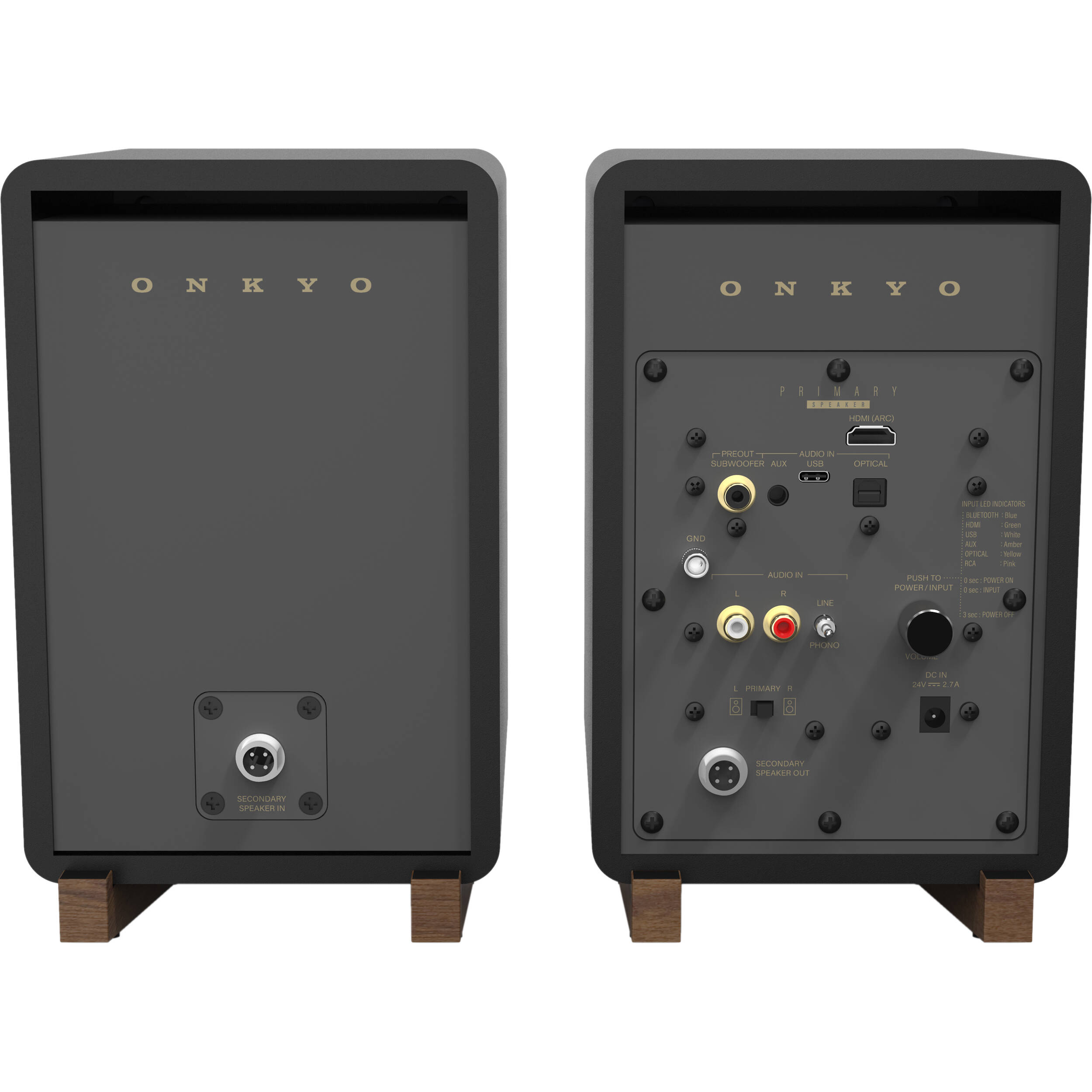 Onkyo GX-30ARC desktop speakers with sleek black design and compact size for high-quality audio output.