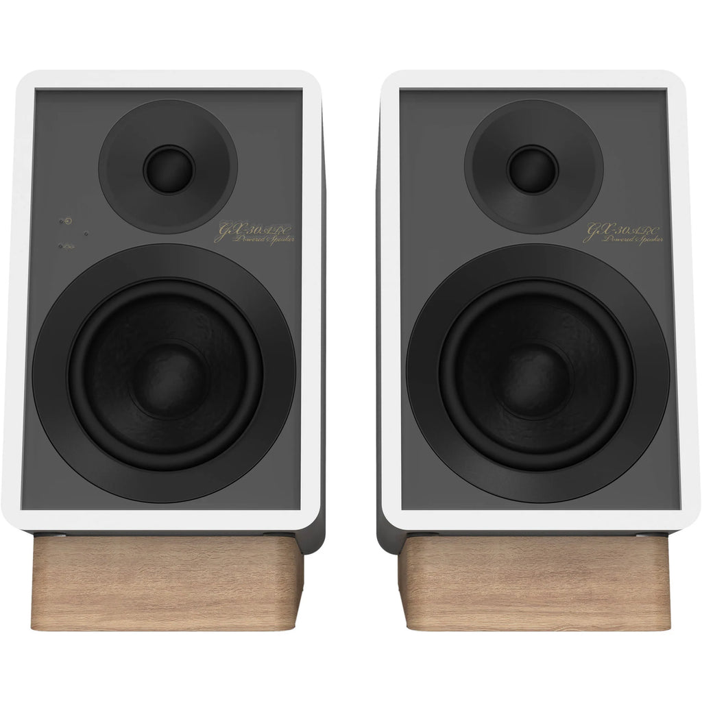 Onkyo GX-30ARC desktop speakers with sleek black design and compact size, ideal for high-quality computer audio.
