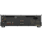 Onkyo Icon A-50 stereo amplifier with black front panel, knobs, and input ports, showcasing its sleek audio equipment design.