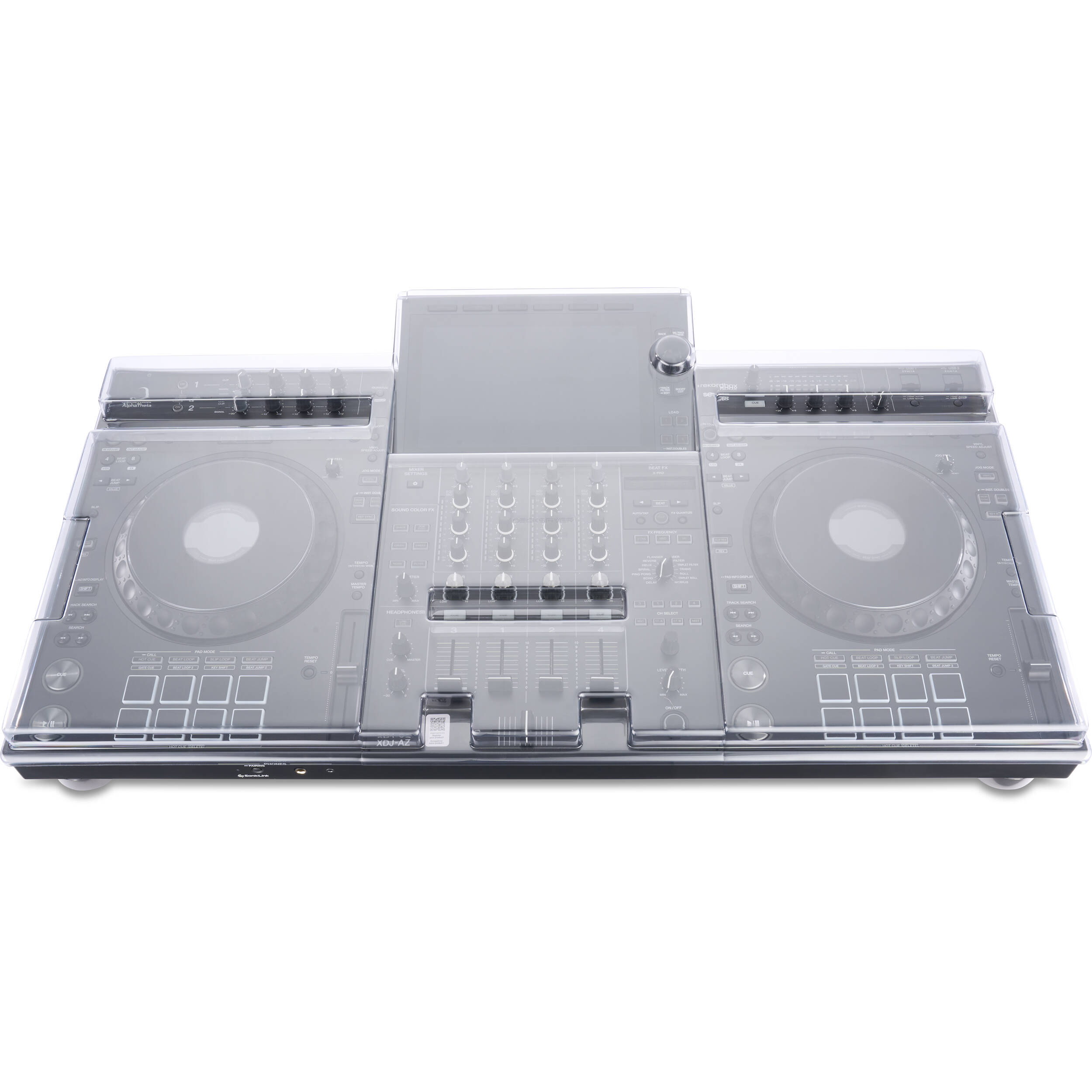 Decksaver AlphaTheta XDJ-AZ DJ cover protecting the controller with a sleek, durable black plastic design.