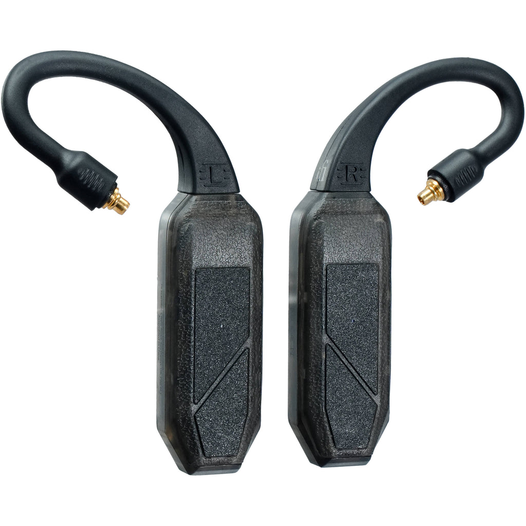 iFi Audio Go Pod Air headphone amplifier and DAC with compact design and controls on the front, black finish and connected cables