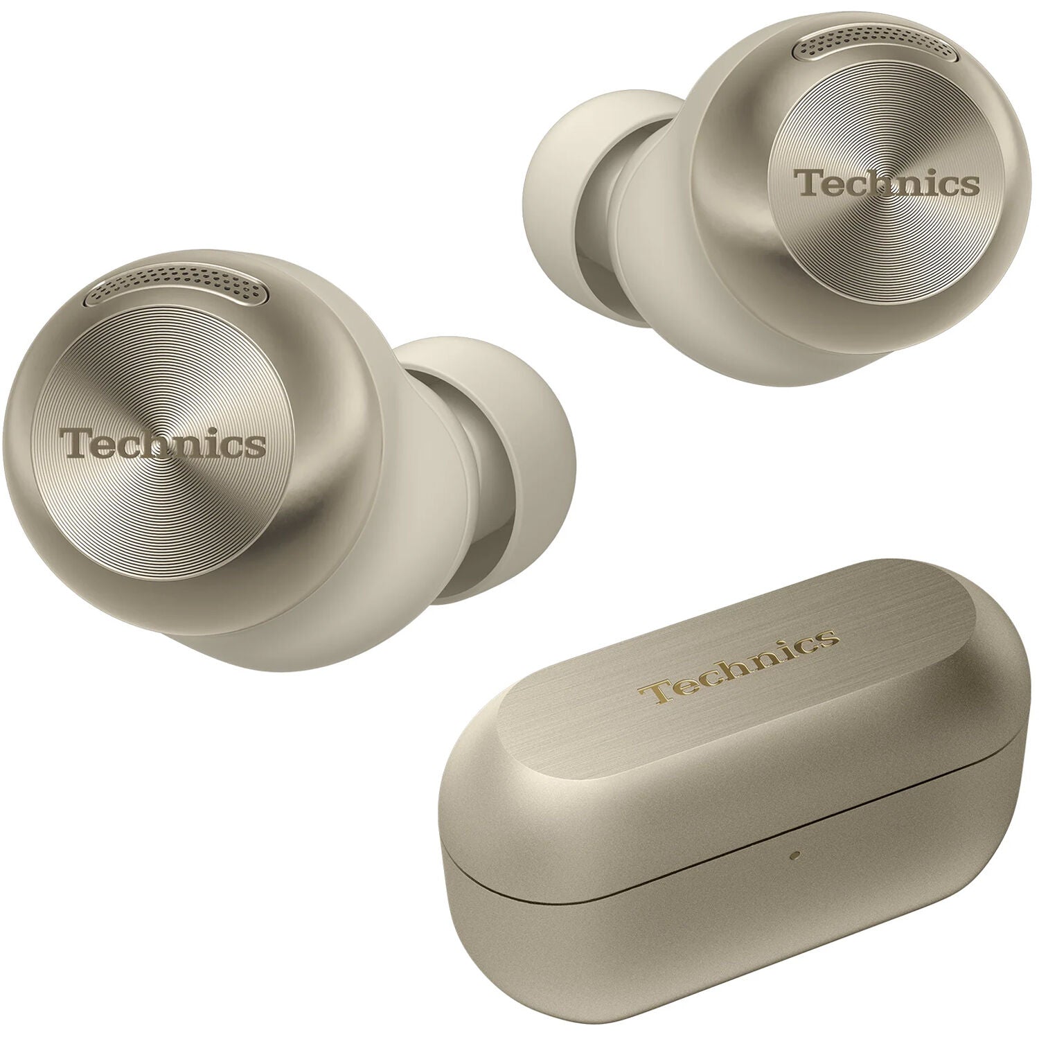Wireless in-ear headphones by Technics EAH-AZ100 with sleek black design and in-ear earbuds for high-quality sound.