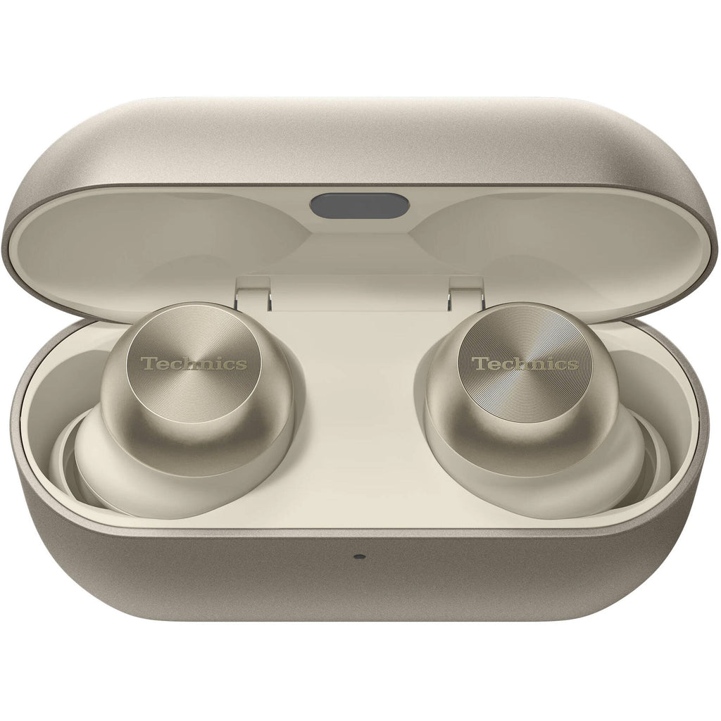 Technics EAH-AZ100 wireless in-ear headphones with sleek black design and ergonomic ear tips.