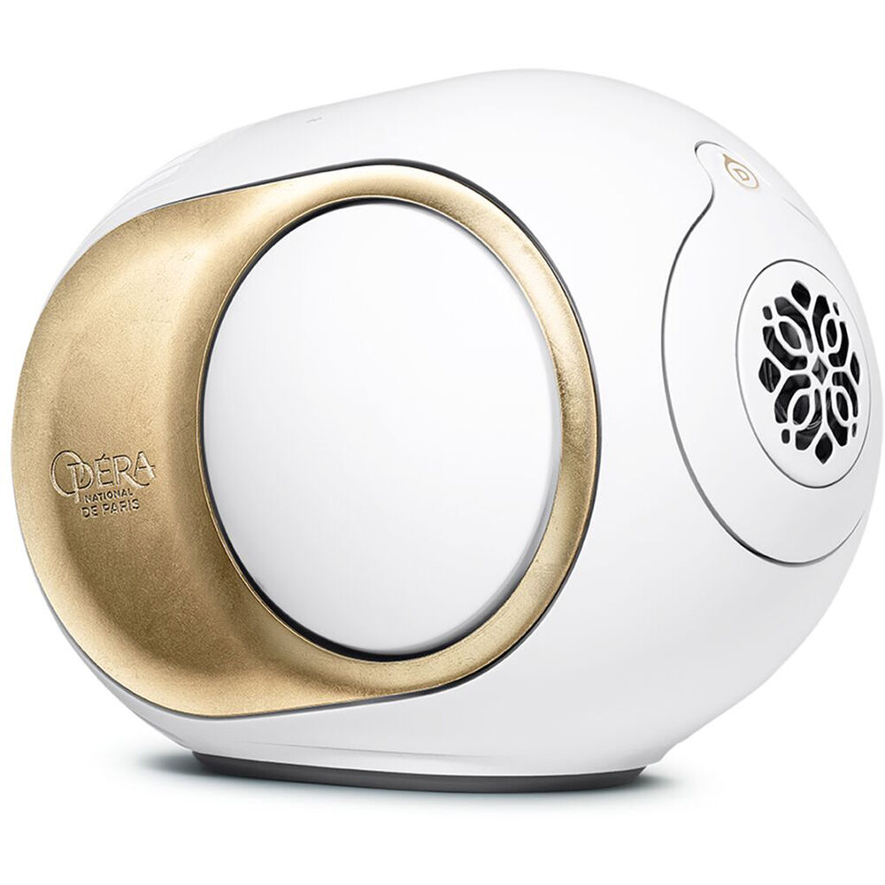 Devialet Phantom Ultimate wireless speaker with sleek design and high-quality audio, 98 dB sound output, compact and modern.