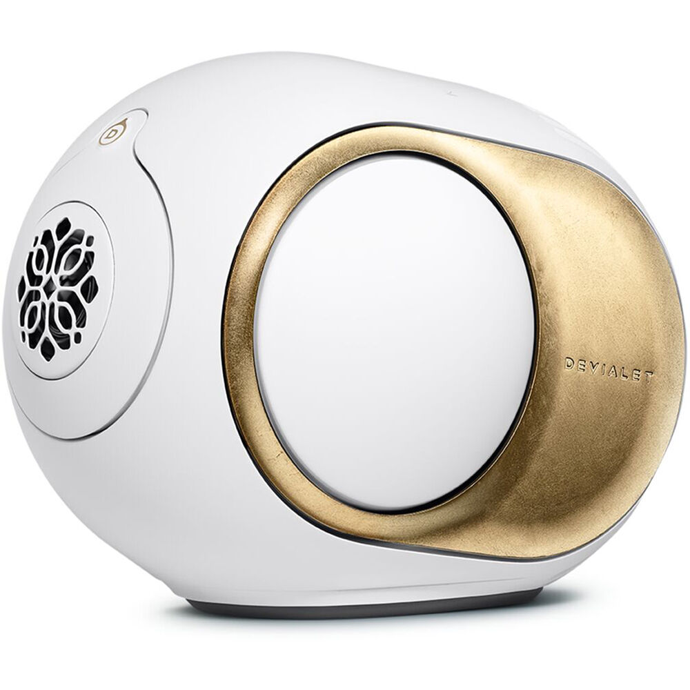 Devialet Phantom Ultimate wireless speaker with sleek design and premium build, showcasing its compact, high-performance audio appearance.