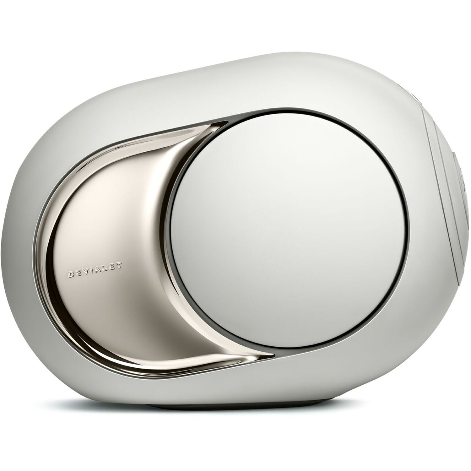 Devialet Phantom Ultimate wireless speaker with sleek black design and controls, showcasing high-end audio equipment.