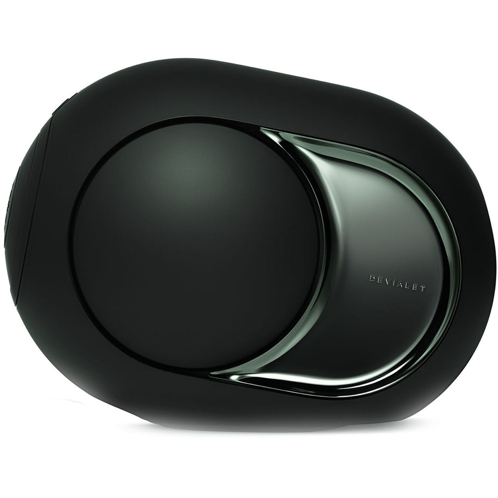 Devialet Phantom Ultimate wireless speaker with sleek design and high-volume 108 dB sound output, showcasing premium audio technology.