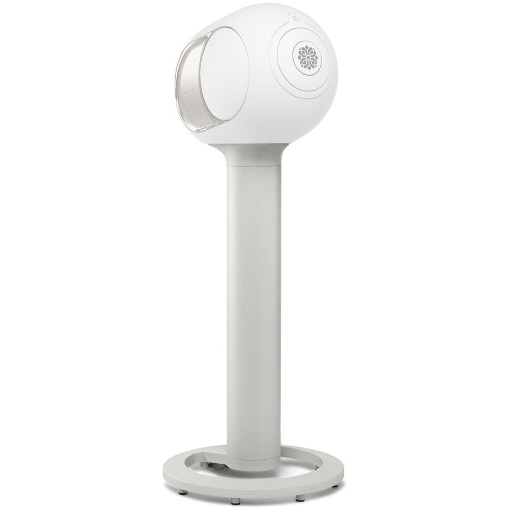 Devialet Tree Phantom Ultimate 108 dB speaker stands, black, with sleek design and sturdy base for optimal audio performance.