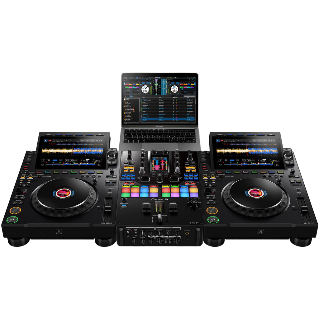 AlphaTheta CDJ-3000X DJ media player with large touchscreen display and professional controls for DJ performances.