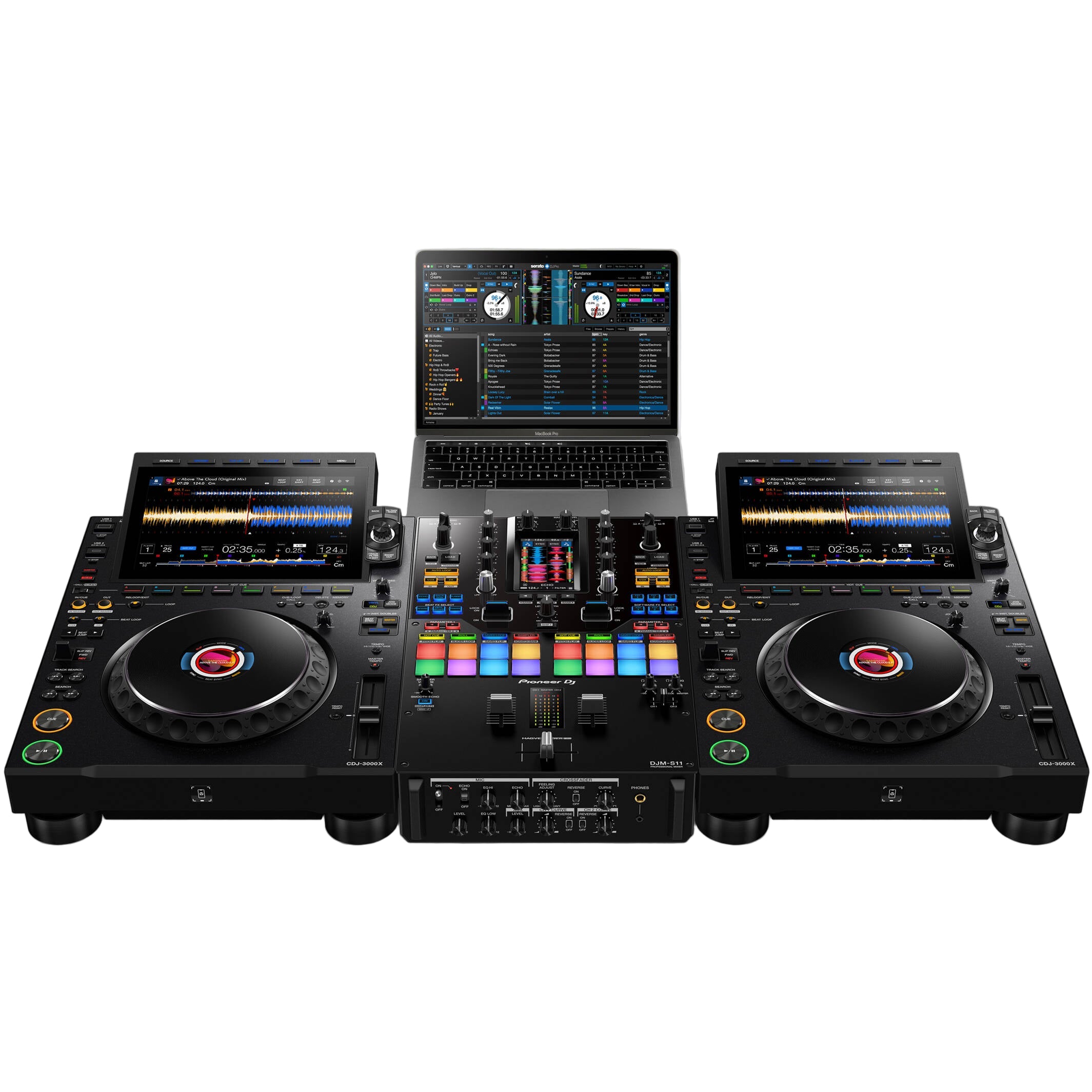 AlphaTheta CDJ-3000X DJ media player with large touchscreen display and professional controls for DJ performances.