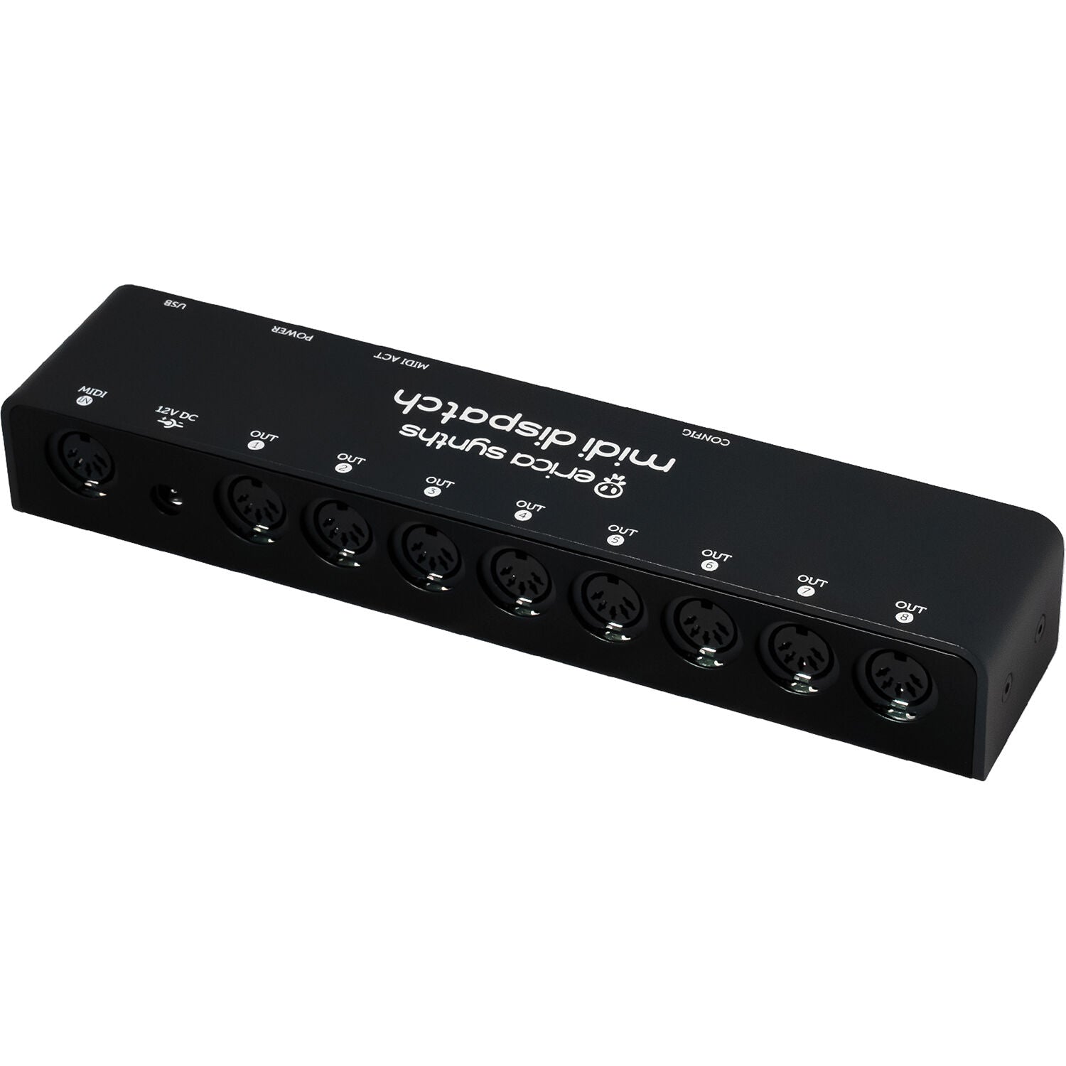 Erica Synths Midi Dispatch MIDI interface with multiple input/output ports and a compact design for seamless music production.