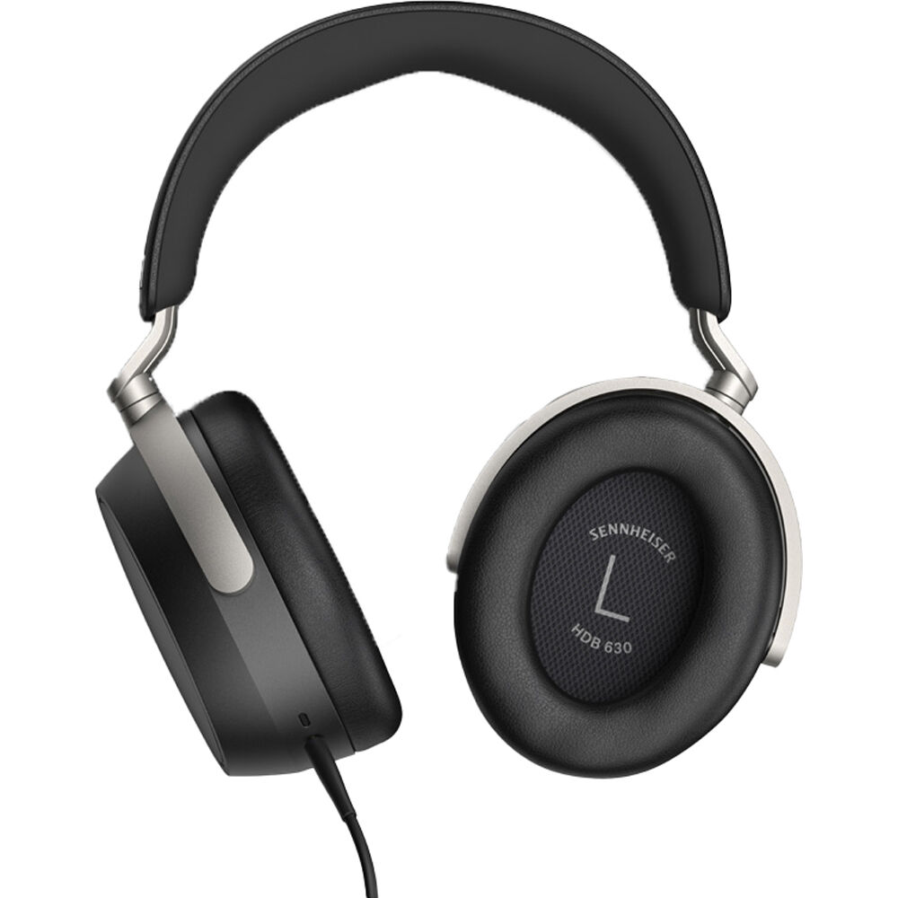 Sennheiser HDB 630 wireless headphones with over-ear design, black color, and padded ear cushions for comfortable listening.