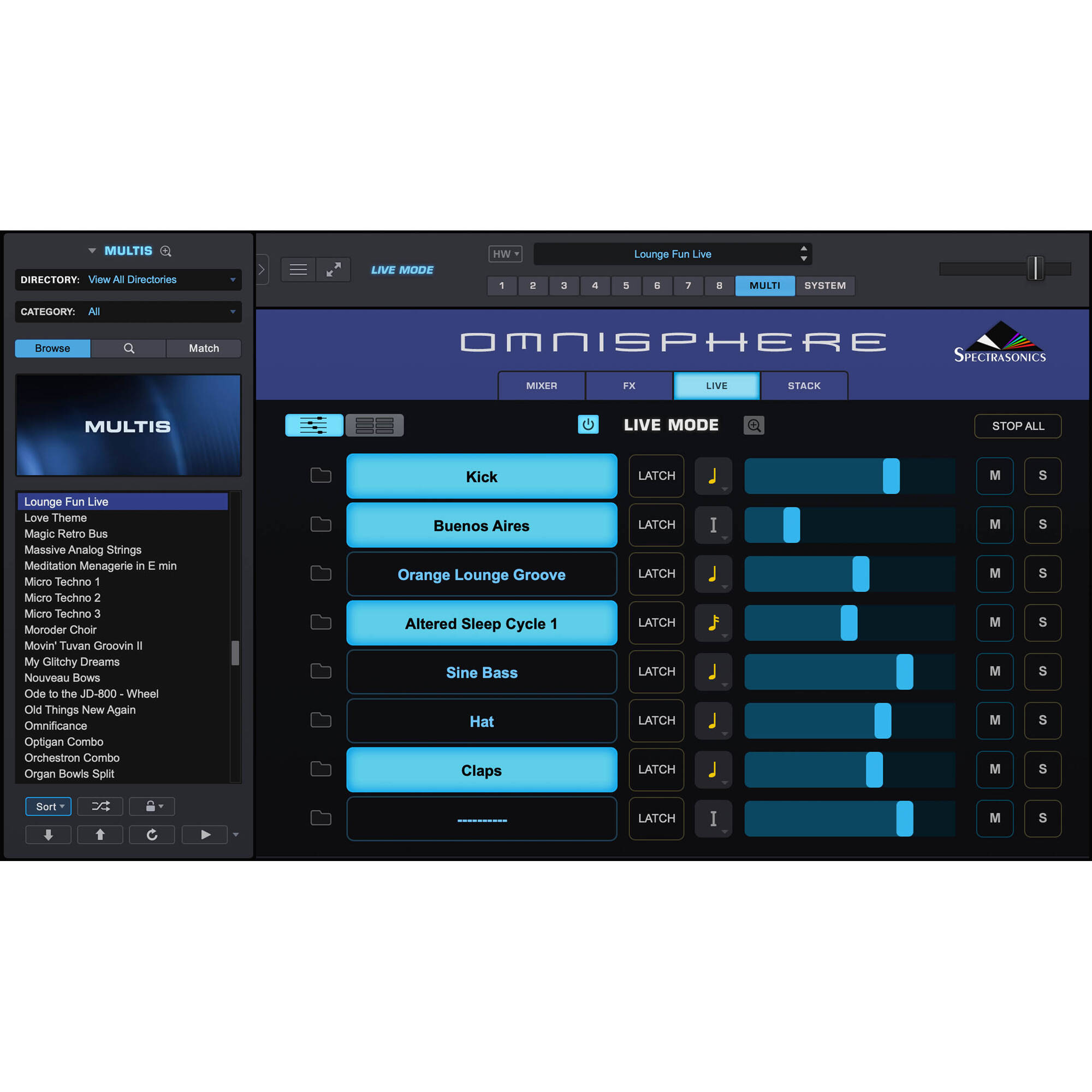 Spectrasonics Omnisphere 3 music production software interface with digital controls and waveform displays.