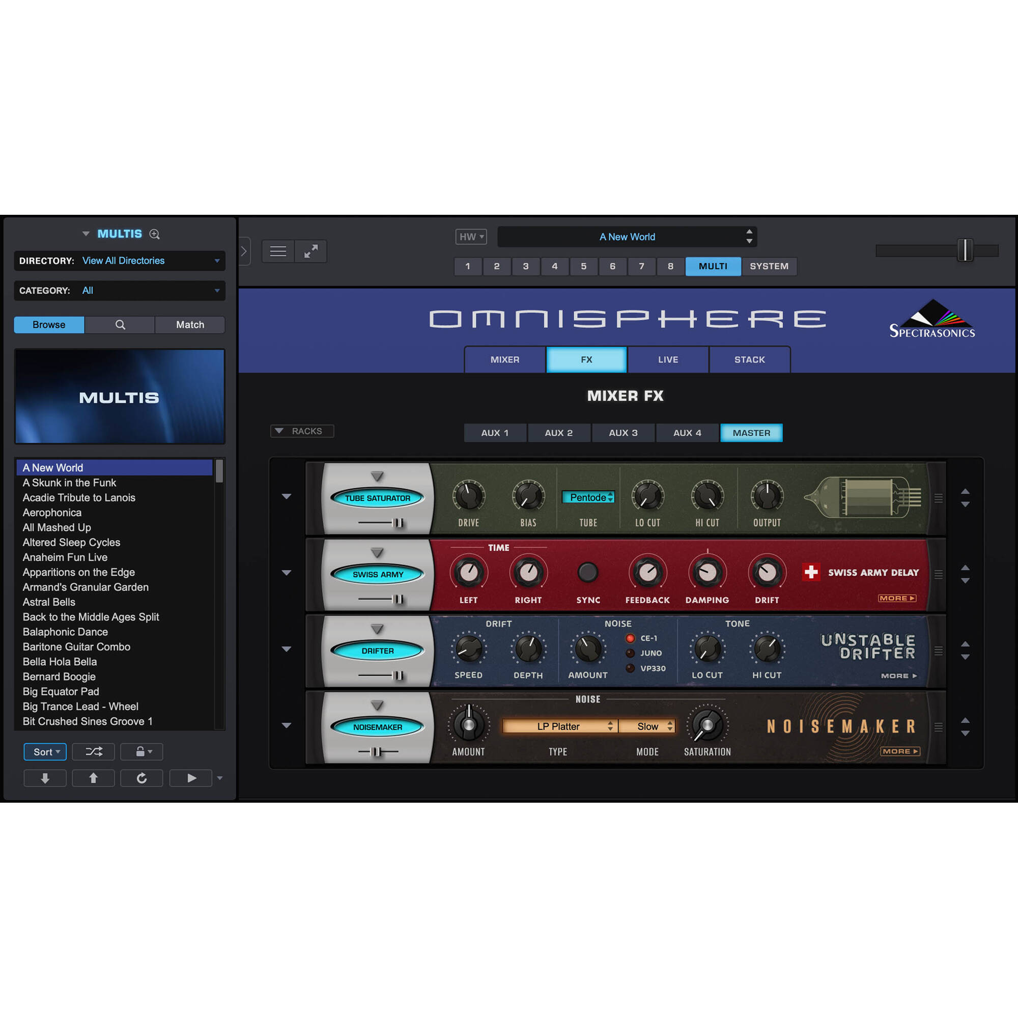 Spectrasonics Omnisphere 3 music production software interface with virtual synthesizer controls and digital audio workspace