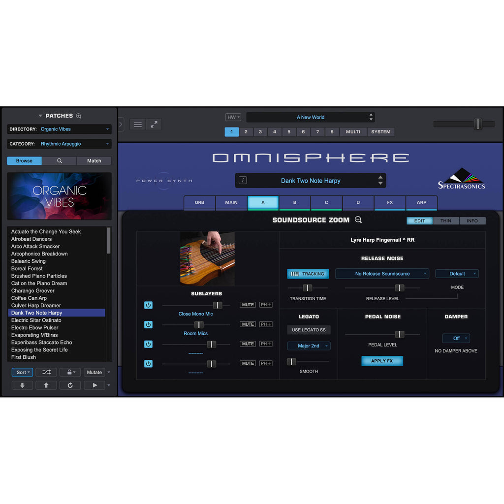 Spectrasonics Omnisphere 3 music production software interface with advanced sound synthesis features and digital controls.