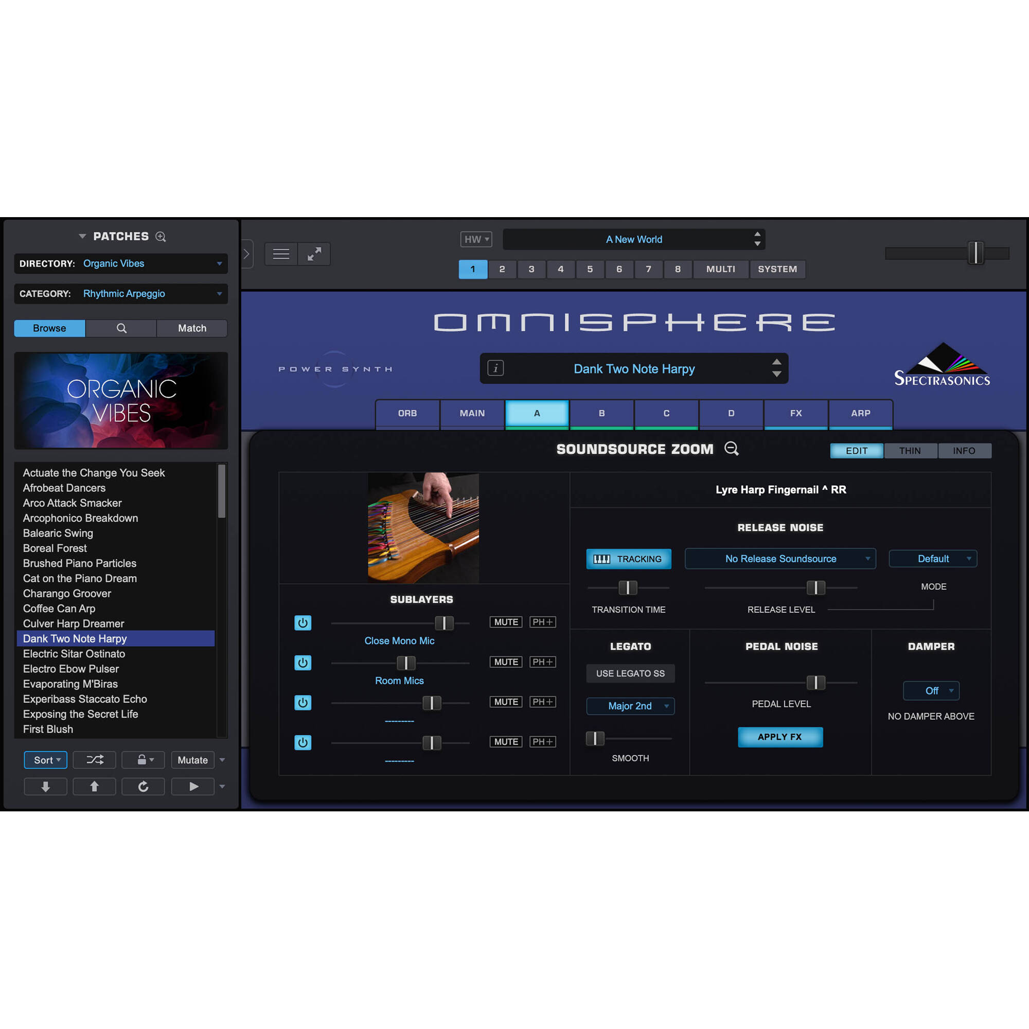 Spectrasonics Omnisphere 3 music production software interface with advanced sound synthesis features and digital controls.