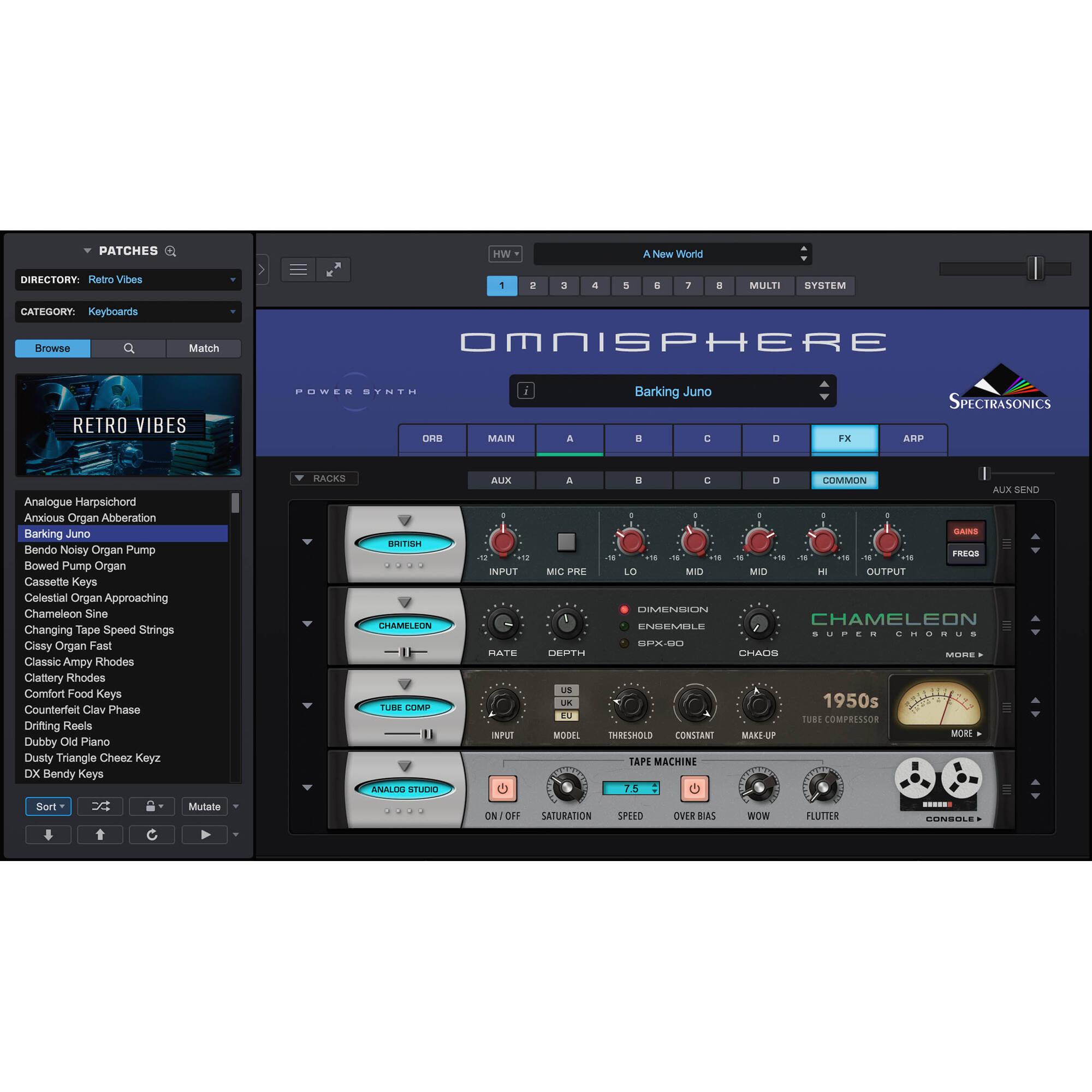 Spectrasonics Omnisphere 3 music production software interface with synthesizer controls and digital audio tools.