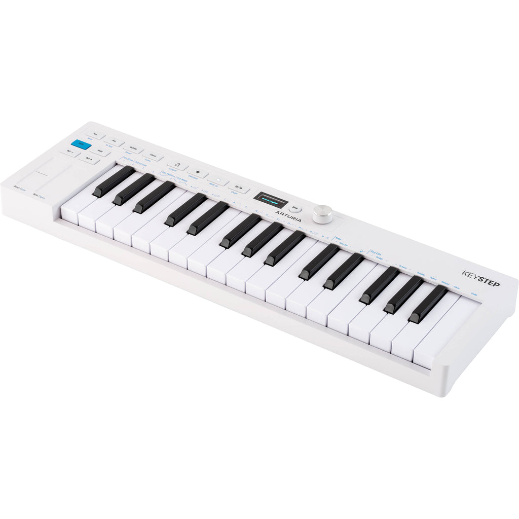 Arturia KeyStep MK2 MIDI controller with built-in sequencer, keyboard, and knobs for music production and performance.